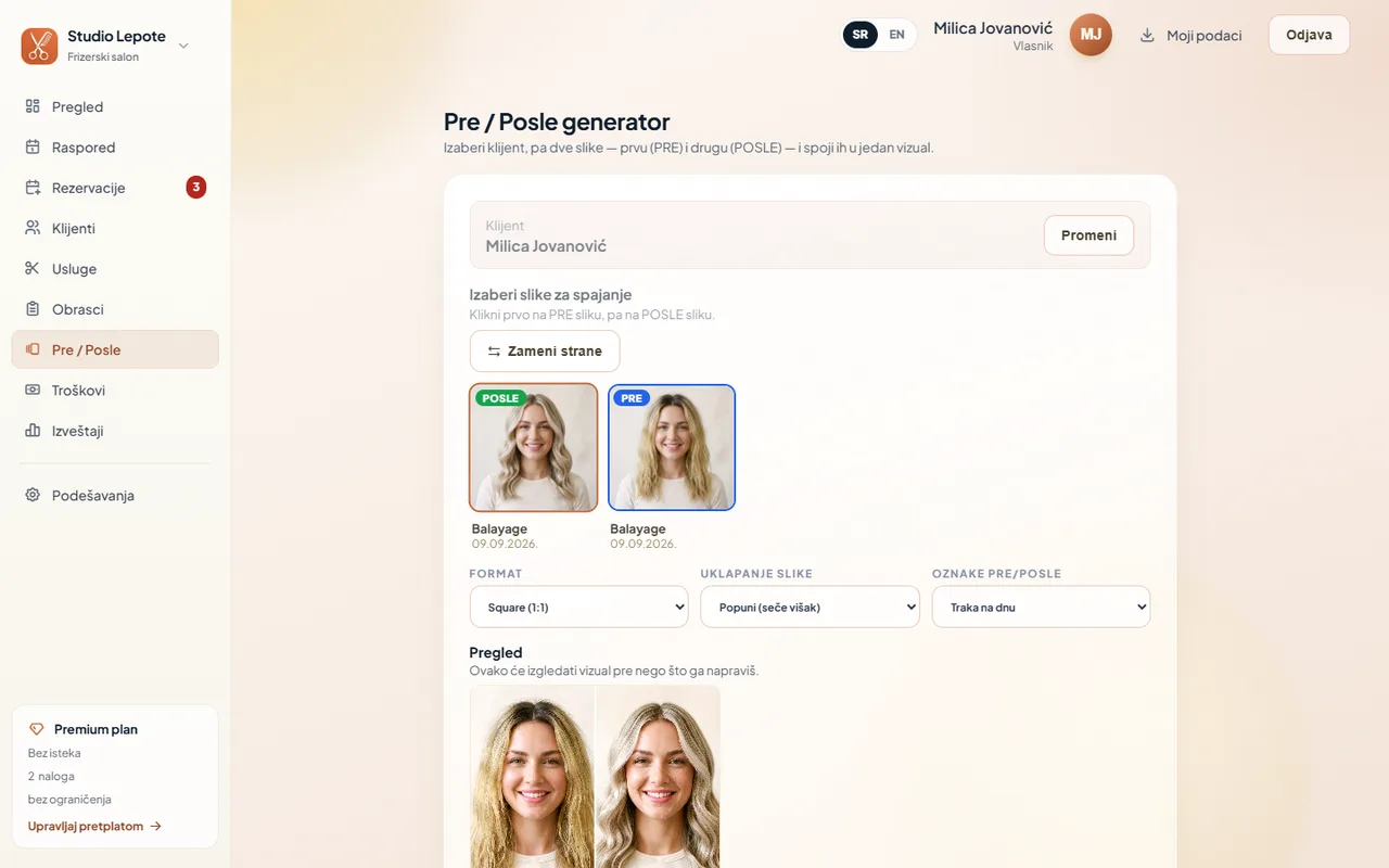 Pre / Posle vizual na klik